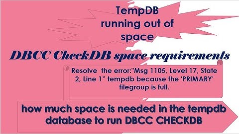 How much space is needed in the tempdb database to run DBCC CHECKDB?