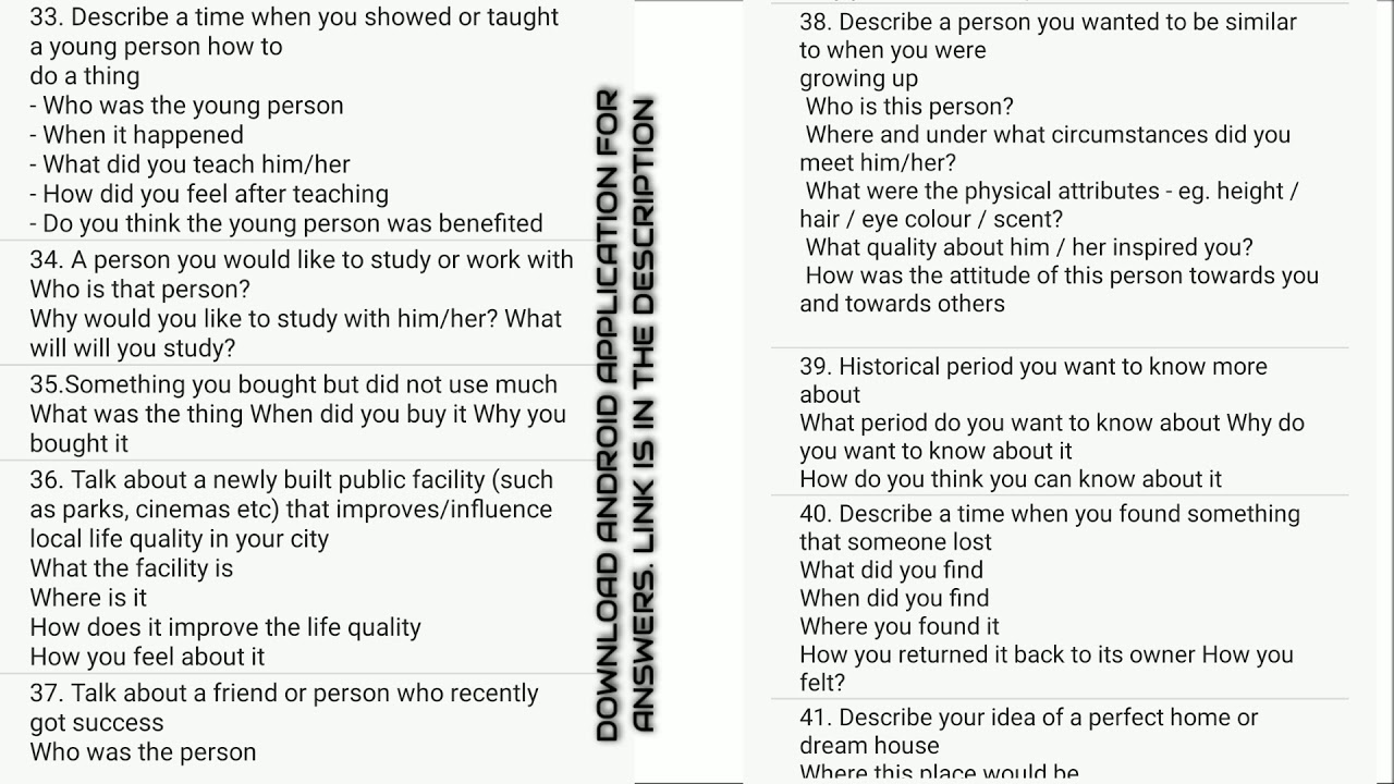 May to August 2019 Cue card topics || Latest Cue card topics