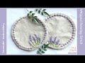 향기날 듯한 프랑스자수 라벤더 원형 티매트Embroidered Lavender Round Tea Coaster(French embroidery Tutorial)