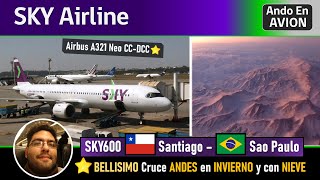 Beautiful Flight Santiago Sao Paulo On Sky Airline airbus A321 Neo Winter Andes Crossing