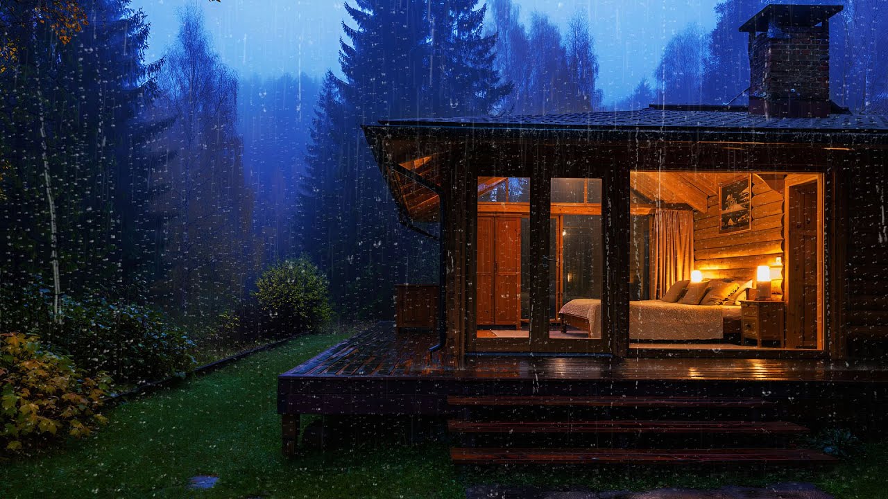Peaceful Heavy Rain Sounds on a Cozy Cabin in the Woods | ASMR Rain ...