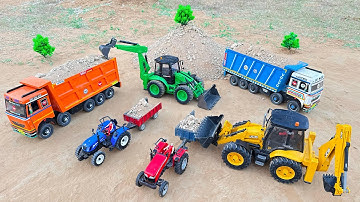 JCB 5cx backhoe fully loading stone Tata truck 2518 | Mahindra Arjun novo and Sonalika rx60Di | jcb 