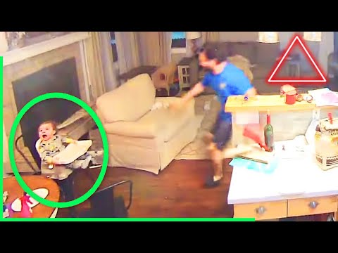Baby Looks Up and Starts Crying, Then Dad Rushes To Grab Kid