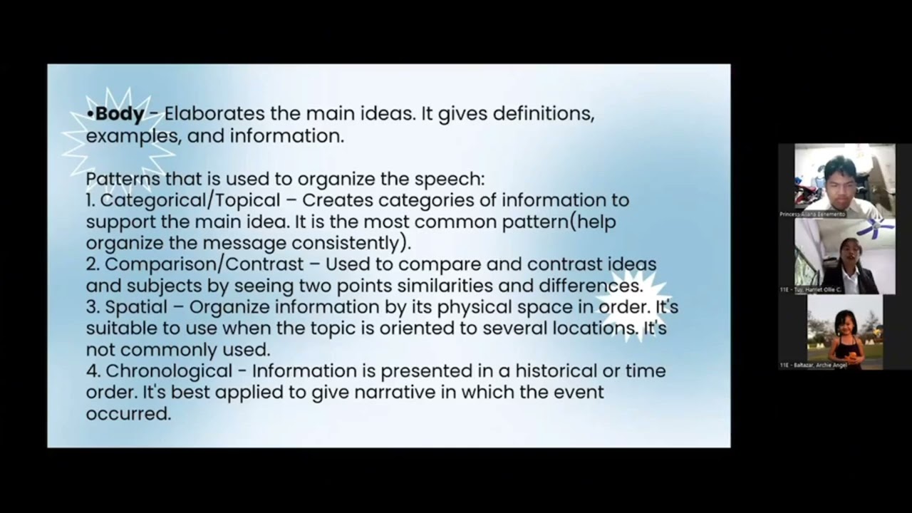 Principle of Effective Speech Writing (Group 3, 11-Euclid: Oral Communication)