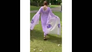 trending painting plajo suit design#light purple  colour#cutwork#