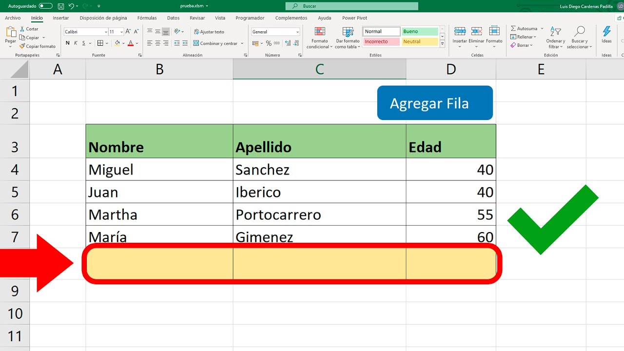 Insertar columnas en Excel