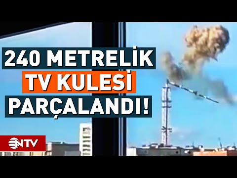 Rusya, Ukrayna'da Televizyon Kulesini Vurdu! Kulenin Parçalandığı Anlar Kameraya Yansıdı | NTV