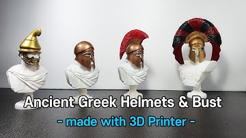 Ancient Greek Helmets and Bust made with 3D printer