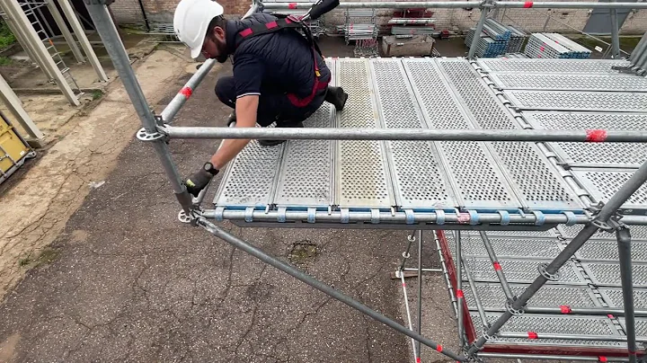 Scaffolding training instruction how safely assemble Layher allround balcony using cantilever method