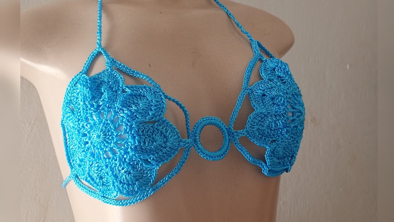 Top em crochê modelo flor tamanho p