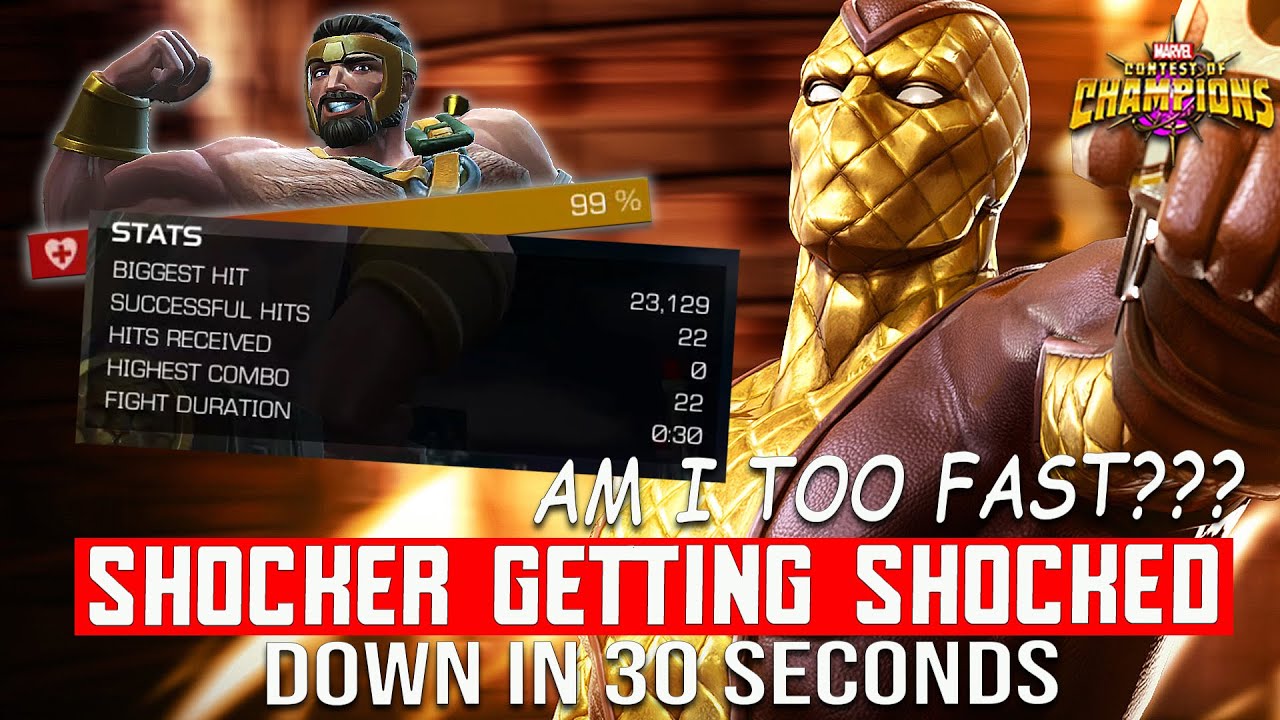 Down In 30 Sec - CLEAN FIGHT versus SHOCKER | Thronebreaker Difficulty | Marvel Contest Of Champions