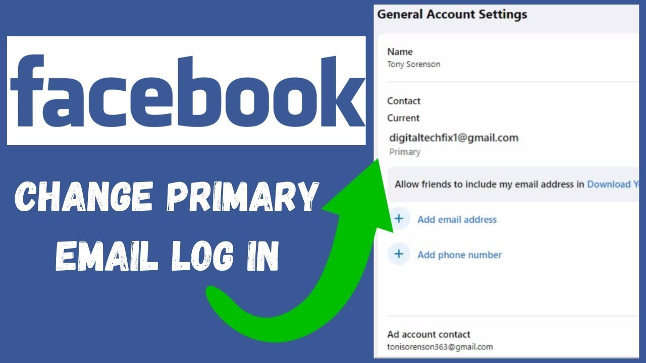 How To Change Login Email On Facebook (New Primary Email) 