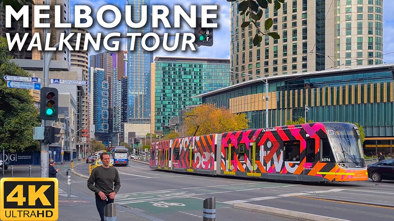 Melbourne City Walking Tour - From Southbank Boulevard to Queens Bridge | 4K Video