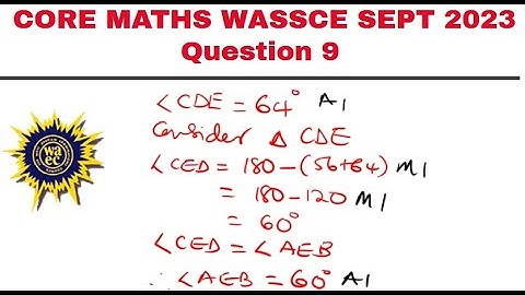 WASSCE 2023 CORE MATHS Q9