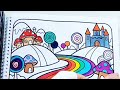 Satisfying Rainbow Road Coloring ASMR ✨ Mushroom Houses & Castle (Ohuhu Markers) OGİ Vol 12