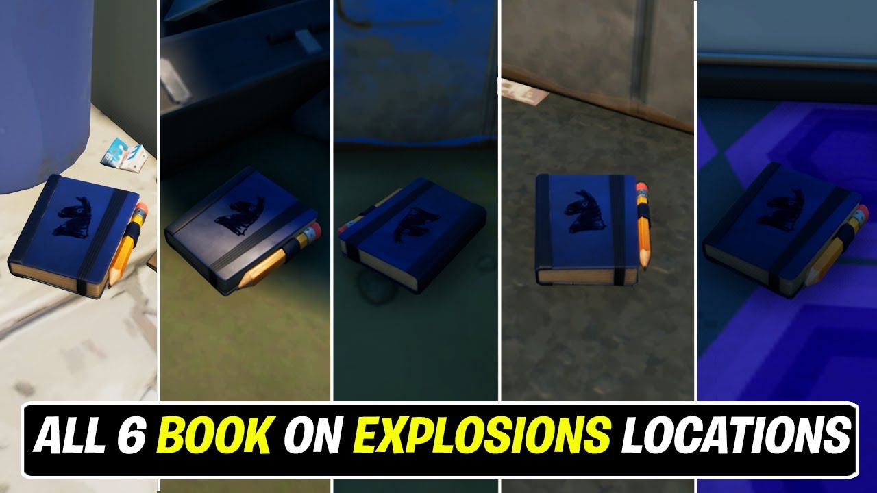 Search for books on Explosions locations (2)! All locations in Fortnite - Week 12 Legendary Quest