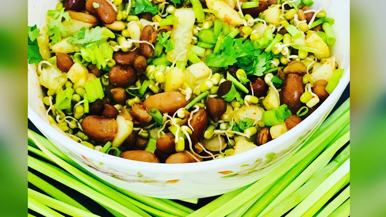 Sprouts salad Recipe , Moong sprouts bowl home made Healthy protein