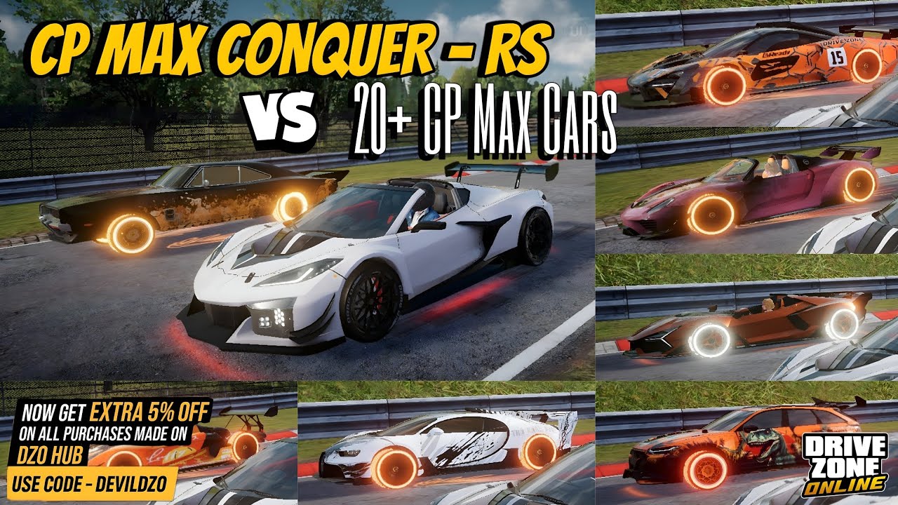 CP Max Conquer - RS Vs 21 Other CP Max Cars : Drive Zone Online: Ultimate Drag Test !!