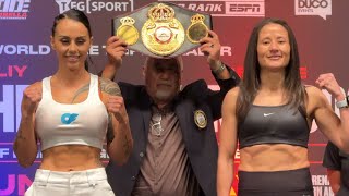 CHERNEKA JOHNSON AND NINA HUGHES WEIGH IN AHEAD OF TITLE FIGHT | LOMACHENKO V KAMBOSOS JR