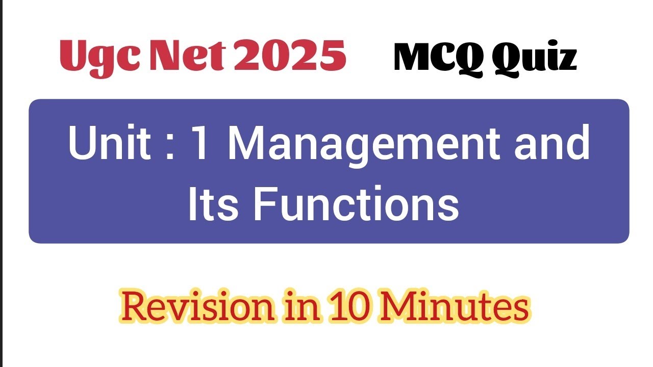 UGC NET | Management Unit 1 | MCQ Practice for December 2025 Attempt 