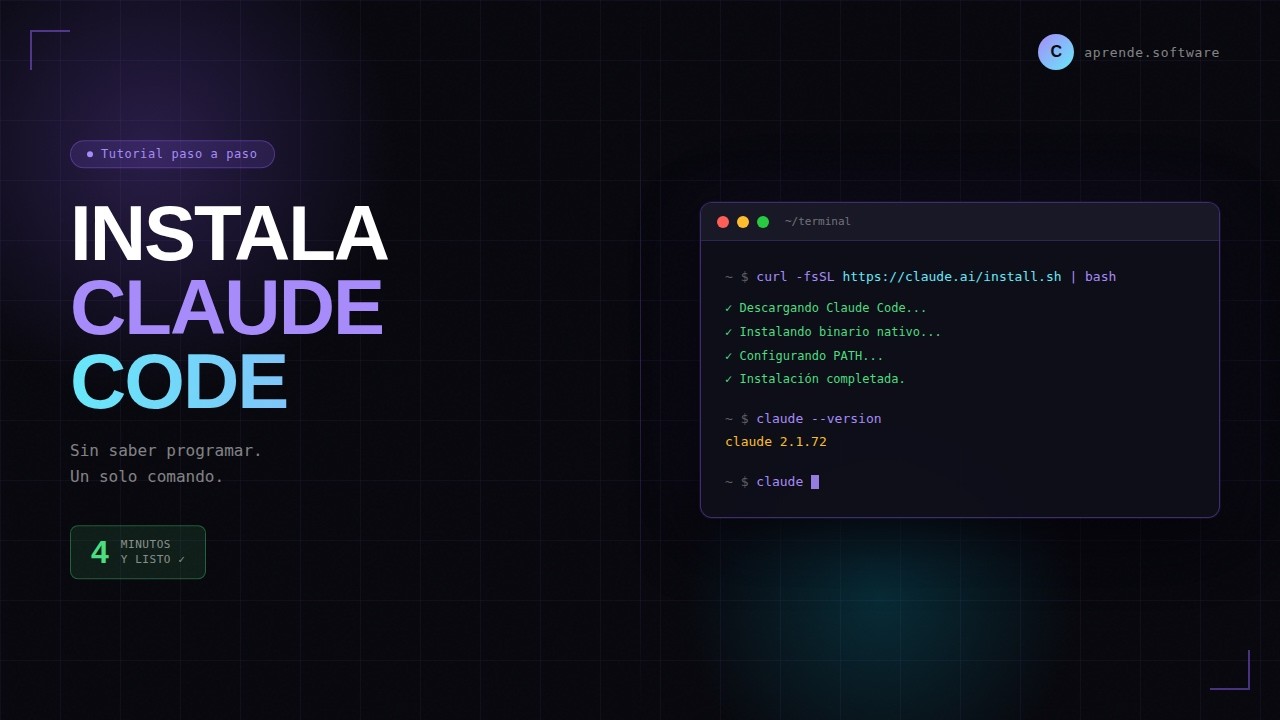 Claude Code instalado y funcionando en 4 minutos - YouTube