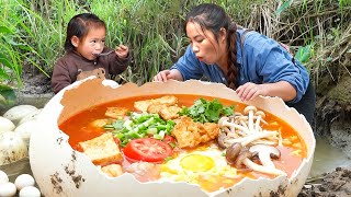 How to Cook Dinner with Egg porridge & vegetable: Harvest duck eggs, vegetable and carp to sell