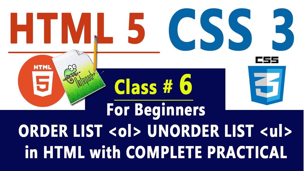 Order Html HTML For Beginners | Order List & Unorder List with complete Practical ...
