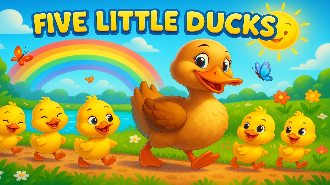 Five Little Ducks | Cartoon Dance & Counting Nursery Rhyme