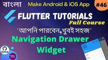 Flutter Bangla Tutorial | 46 | Use Navigation Drawer Widget in Flutter Applications.