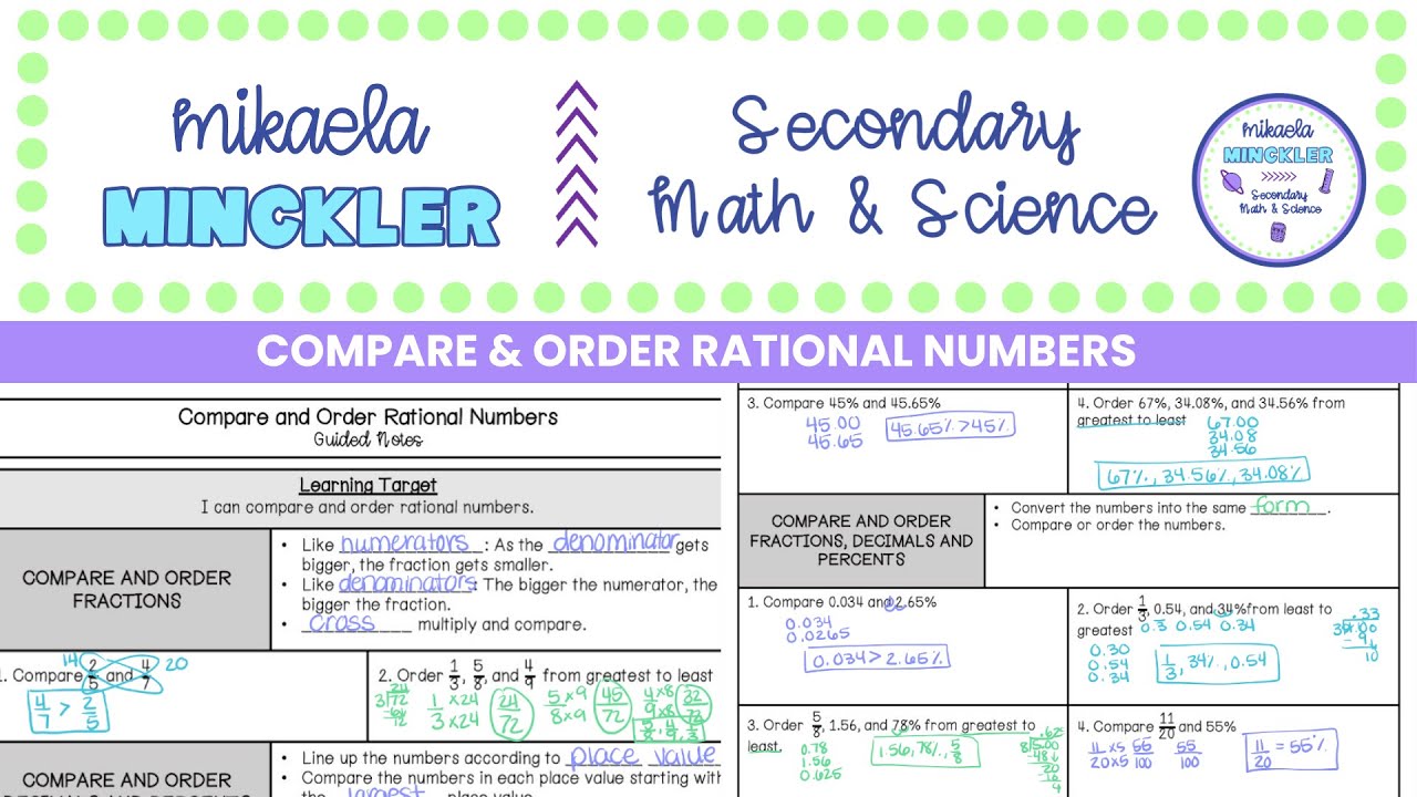 Compare and Order Rational Numbers Guided Notes Lesson | 6th Grade Math ...
