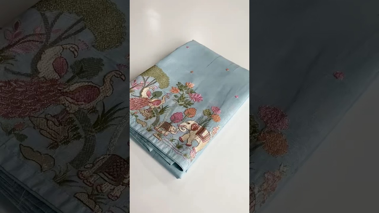 Pure Loom Tussar Silk Embroidery Work Saree