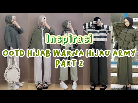 Inspirasi Ootd hijab style remaja Warna Hijau Army Kekinian Part 2