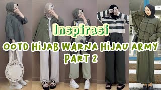 Inspirasi Ootd hijab style remaja Warna Hijau Army Kekinian Part 2