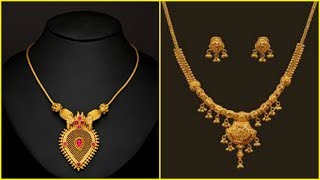 Light Weight Gold Short Necklace 