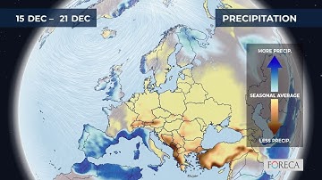 Monthly precipitation forecast for Europe 13/12/2025