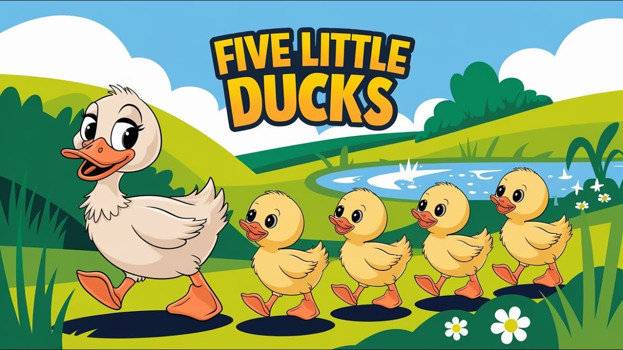 Пять маленьких утят — Анимационный музыкальный клип для детей — Веселая детская песенка
