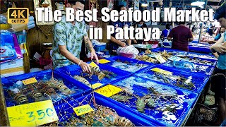 [4K] Pattaya Walk at The Best Seafood Market in Pattaya | Lanpho Nakluea Market | Mar 2023 | 60fps