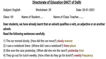 Class 7 || WorkSheet 29 Answers || 20-January-2020 || Subject ENGLISH || DelhiGovt CBSE ICT CHANNEL