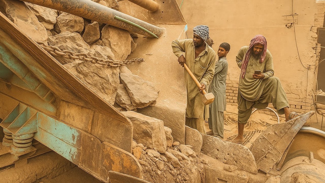 ASMR Giant jaw Rock Stone Crushing_soothing Sounds &powerful Crushing.sand Crushing