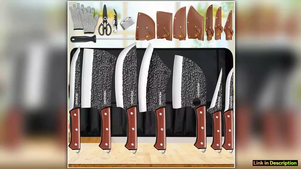 ZENG 14pcs Kitchen Knives Set Cleaver Meat Cut Steak Fillet Fish Knife Butcher Boning Hand Forged B