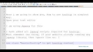 How to use Tooltip in simplest way  using jquery