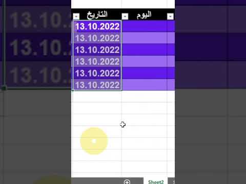 كيفية ادارج التاريخ واليوم تلقائيا بجدول شيت اكسيل