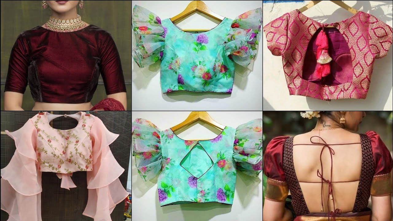 New model saree blouse front and back neck designs with sleeves ...