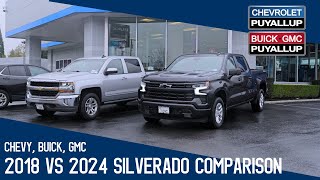 2018 and 2024 Chevy Silverado side by side comparison