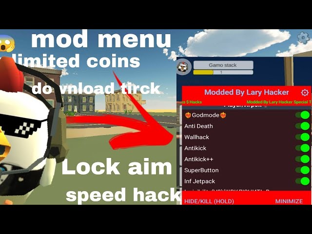 chicken gun mod menu lary hacker 2.8.06 مسدس الدجاج لاري هاكر بميزات جديدة  رهيبة تحميل من ميديا فاير 