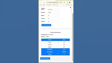Marksheet Generator using HTML CSS JavaScript 🔥 | Beginner Project with PDF Download #shorts #coding