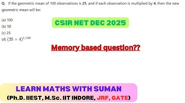 Memory based question (PART-14)General Aptitude CSIR NET MATH 18TH DEC 2025 PYQ #maths #csirnet2025 