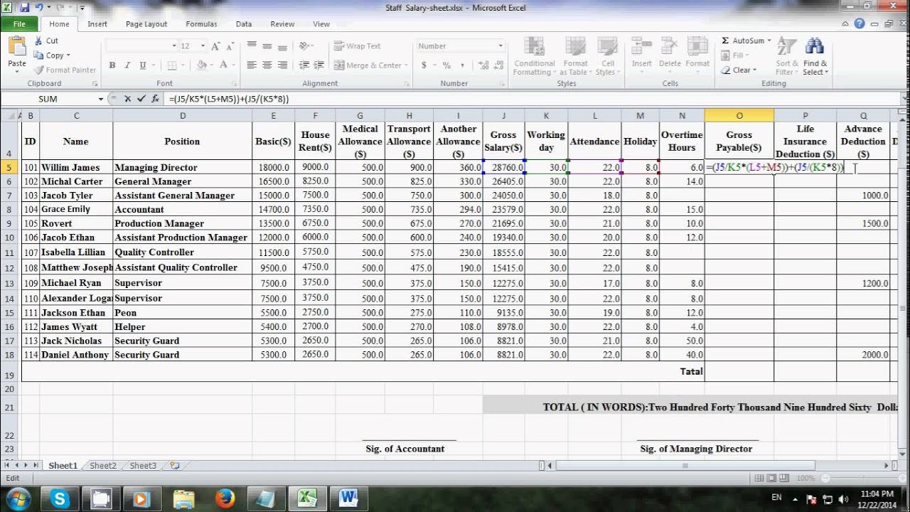 Salary Chart In Excel Format