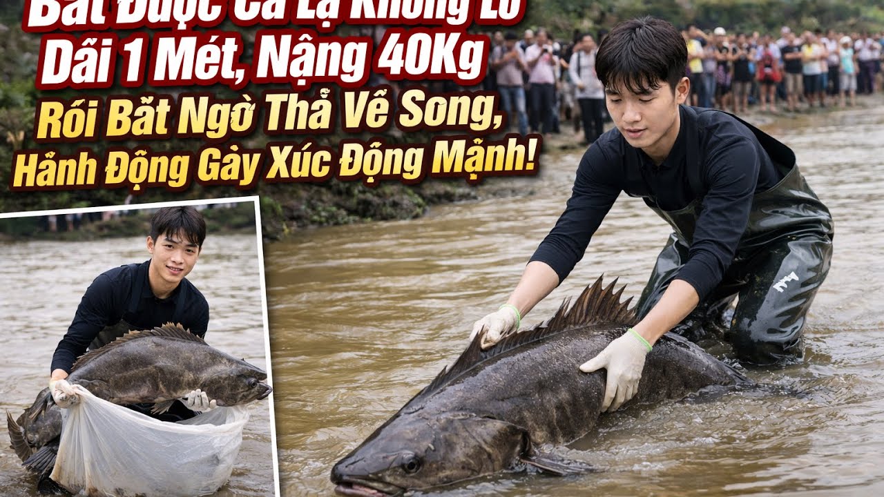 Bắt Được Cá Lạ Khổng Lồ Dài 1 Mét, Nặng 40Kg Rồi Bất Ngờ Thả Về Sông, Hành Động Gây Xúc Động Mạnh!