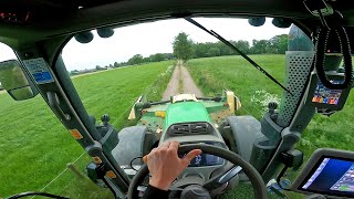 Cab View | Deutz-Fahr 6190 TTV + Krone | Mowing Grass | 2023